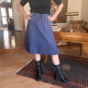🖤 Vintage 1970s Denim A-Line Skirt | Tie Belt | Union Made 🖤